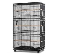 SZLIFE Volière Oiseaux Intérieur, Grande Cage Perroquet sur Pied, Acier Carbone Épaissi avec roulettes, Cage 140 cm