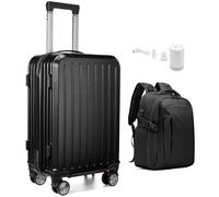 SZLX Valise Cabine sous Vide avec Pompe Bagage Cabine 55x40x20 sous Vide Valise pour Ryanair Easyjet Legere Bagage Voyage Petite avec 4 roulettes Cadenas à Combinaison