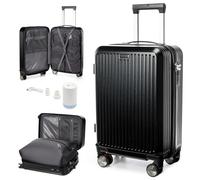 SZLX Valise Cabine sous Vide avec Pompe Bagage Cabine 55x40x20 sous Vide Valise pour Ryanair Easyjet Legere Bagage Voyage Petite avec 4 roulettes Cadenas à Combinaison