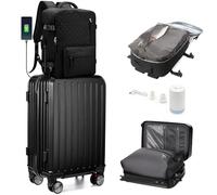 SZLX Valise Cabine sous Vide avec Pompe Bagage Cabine 55x40x20 sous Vide Valise pour Ryanair Easyjet Legere Bagage Voyage Petite avec 4 roulettes Cadenas à Combinaison