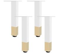 SZLXJMFL Blanc et Or, Lot de 4 Pieds de Meubles Pied de Table Ronds Réglable, Aluminum Alloy 6-40cm Socles Pieds Meuble Cuisine TV Commode Pieds pour Meuble de Salle de Bain Vis Inclus-25cm/9.8"