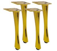 SZLXJMFL Lot de 4 Doré Pied Table Haute Pied de Meuble Pied Ronds pour Meuble Commode Pied Table Console, Acier laminé à Froid | Finition en Galvanoplastie | 15-17cm Pieds de Table Basse-17cm/6.7"
