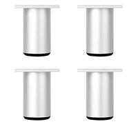 SZLXJMFL Pied de Table Ronds, 4 Pièces Pied Table a Manger Pieds de Meuble Argent Pieds Meuble Ssalle de Bain Aluminum Alloy | Anodisé Pattes Chaise Hauteur: 6-40cm Canapé Casier Bricolage 6cm/2.4"