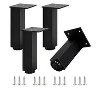 SZLXJMFL Pied Meuble Noir reglable, 4 Pièces Pieds de Table Carré Pieds de Table Metal Pied Canapé Aluminum Alloy | Anodisé Pattes Armoire Hauteur: 3-40cm Casier Tabourets Réfrigérateur 18cm/7"