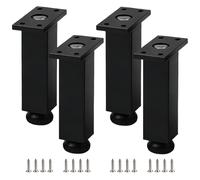 SZLXJMFL Pied Meuble Noir reglable, 4 Pièces Pieds de Table Carré Pieds de Table Metal Pied Canapé Aluminum Alloy | Anodisé Pattes Armoire Hauteur: 6-40cm Casier Tabourets Réfrigérateur 18cm/7"