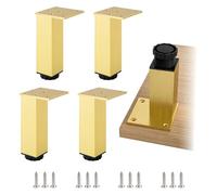 SZLXJMFL Pied Meuble Or 12cm, 4 Pièces Pied réglable Meuble sdb Pieds de Table a Manger Metal Pieds d'armoire Aluminum Alloy | Anodisé Hauteur: 3-40cm Casier Tabourets Réfrigérateur 12cm/4.7"