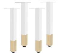 SZLXJMFL Pied Table Haute Blanc et Or,Lot de 4 Pied de Table Ronds Réglable, Aluminum Alloy 6-40cm Socles Pieds Meuble Cuisine TV Commode Pieds pour Meuble de Salle de Bain Vis Inclus-33 cm/13