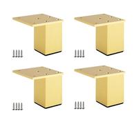 SZLXJMFL Pieds de Canapé, Lot de 4 Pieds Meuble Doré Pied de Cuisine Carré Pied Banc Aluminum Alloy | Anodisé Patte Armoire Hauteur: 3-40cm Placard Etagères Ottomane Ameublement Bureau 5cm/2"