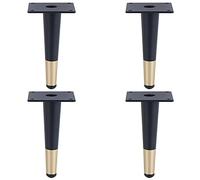 SZLXJMFL Pieds de Meuble 20cm Metal,Pieds de Table Basse Noir Doré Fer | Finition Galvanoplastie | 10 - 55 cm Socles Coniques Pieds de Meubles Pied Table Console Vis Inclus,Lot de 4 (20cm,Fuselés)