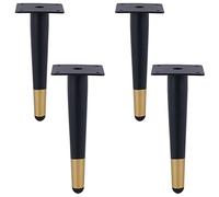 SZLXJMFL Pieds de Table Basse Fuselés Metal Pied de Meuble Noir Doré,Fer | Finition Galvanoplastie | 10-55cm Socles Coniques Pieds de Meubles Pied Table Console Vis Inclus,Lot de 4 (35cm,Fuselés)