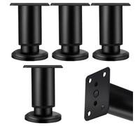 SZLXJMFL Pieds de Table reglable, 4 Pièces Pieds de Table Metal Noir Pieds pour Armoire Acier Laminé à Froid | Laqué Pattes Chaise Hauteur: 6-40cm Tables à Manger Commodes Casier Bricolage 8cm/3.1"