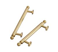 SZLXJMFL Poignée Meuble Cuisine Or, Poignées D'armoire Solide laiton | Laiton Brossé, Entraxe: 0/64/96/128/160/192/224 mm Poignéee Incurvé, 2 Unités Poignées de Tiroir Avec Vis Doré-184mm/7.2in