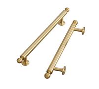 SZLXJMFL Poignée Meuble Cuisine Or, Poignées D'armoire Solide laiton | Laiton Brossé, Entraxe: 0/64/96/128/160/192/224 mm Poignéee Incurvé, 2 Unités Poignées de Tiroir Avec Vis Doré-216mm/8.5in