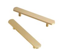 SZLXJMFL Poignée Meuble Cuisine Or, Poignées D'armoire Solide laiton | Laiton Brossé, Entraxe: 76/96/128/160/192/256/416 mm Poignéee Incurvé, 2 Unités Poignées de Tiroir Avec Vis Doré-200mm/7.9in