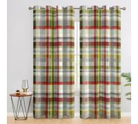 SZLYZM Rideau Occultant Tartan Rustique, Motif Plaid Fermier, Rideaux Thermiques à Oeillets pour Chambre Salon, Moderne Lot de 2 Décoration de Fenêtre, 140x260cm LxH Z&171