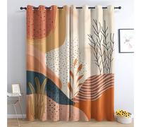 SZLYZM Rideaux Occultant Abstrait Boho, Rideau Isolant Thermique pour Salon Chambre, Rideaux Motif Vintage, Lot de 2 Rideaux Opaque à Oeillets 140x220cm LxH Q-E&6-325