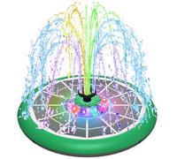 SZMP Fontaine solaire 5 W pour bain d'oiseaux avec lumières OVNI améliorées, pompe solaire 4000 mAh avec 7 buses et 4 fixateurs, pompe à énergie solaire pour colibris, piscine, étang, décoration de