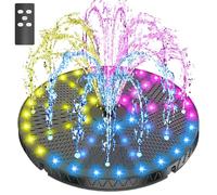 SZMP Fontaine Solaire 6W avec Télécommande, 54 LEDs Lumières Colorées et 4000mAh Batterie, Solaire Flottant Extérieur Fontaine Pompe Bassin Solaire avec 8 Buses pour Bain d'oiseaux, Étang, Patio
