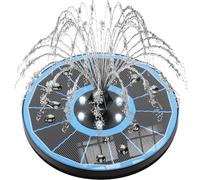 SZMP Fontaine solaire avec panneau 100 % verre amélioré, fontaine solaire de 3,5 W, batterie 2000 intégrée avec 7 buses et 4 fixateurs, fontaine solaire pour bain d'oiseaux, étang, piscine, extérieur