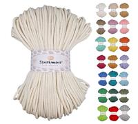 Sznurkomania Câble en coton tressé 5 mm 100 m, 46 couleurs, câble au crochet, câble macramé, fil de cuivre, fil Premium, corde Macrame, (écru)