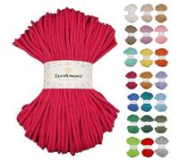 Sznurkomania Câble en Coton Tressé 5 mm 100 m - 46 Couleurs, Crochet, Macramé, Fil de Cuivre, Premium, Corde (Fuchsia)