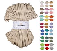 Sznurkomania Câble en coton tressé 5 mm, 100 m, 46 couleurs - Fil de Macramé Premium, corde à crocheter (beige clair)