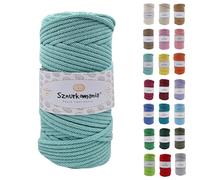 Sznurkomania, Corde en coton tressée 5mm 100m, 46 couleurs, Cordon pour crochet, Corde pour macramé, Fil premium, Corde, (Vert clair)
