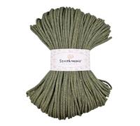 Sznurkomania, Cordon 5 mm, 5 mm, 100 m, fil pailleté, brillant, pour macramé, pour sac à main, tapis et macramé (kaki avec fil doré)