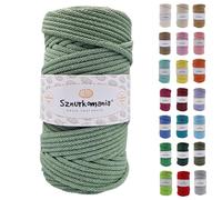 Sznurkomania Cordon de macramé en coton tressé 5 mm 100 m - Sauge - 11 cm