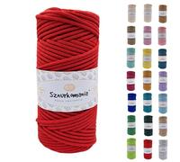 Sznurkomania, Cordon en coton 3 mm 100 m, 46 couleurs, cordon à crochet, cordon en coton tressé 3 mm, cordon pour macramé, fil de qualité supérieure, cordon macramé (rouge)