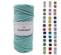 Sznurkomania Cordon en coton 3 mm - 100 m - Vert clair - Parfait pour macramé, crochet, tricot, 8 cm de longueur