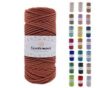 Sznurkomania, Cordon en coton 3mm 100m, 46 couleurs, Cordon à crocheter, Cordon en coton tressé 3mm, Corde de macramé, Fil de macramé, Fil premium, Corde de macramé (Brique)
