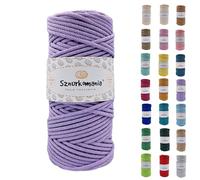 Sznurkomania, Cordon en coton 3mm 100m, 46 couleurs, Cordon à crocheter, Cordon en coton tressé 3mm, Corde de macramé, Fil de macramé, Fil premium, Corde de macramé (Lavender)