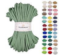 Sznurkomania, Cordon en coton 9 mm 50 m, plusieurs couleurs, fil de coton tressé, 9 mm avec noyau, cordon pour crochet, sac à crochet, sauge