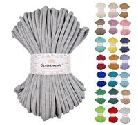Sznurkomania, Cordon en coton 9 mm 50 m, plusieurs couleurs, fil de coton tressé 9 mm avec noyau, cordon pour crochet, sac à crochet, gris