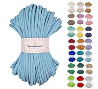 Sznurkomania, Cordon en coton 9 mm 50 m, plusieurs couleurs, fil de coton tressé, 9 mm avec noyau, cordon pour crochet, sac à crochet, bleu clair