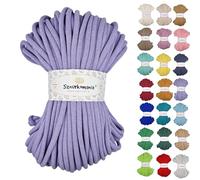 Sznurkomania, Cordon en coton 9mm 50m, plusieurs couleurs, Fil pour macramé, Fil de coton, Cordon en coton tressé 9mm avec noyau, Cordon à crocheter, Sac crocheté (Lavande)