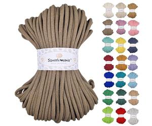 Sznurkomania, Cordon en coton 9mm 50m, plusieurs couleurs, Fil pour macramé, Fil de coton, Cordon en coton tressé 9mm avec noyau, Cordon à crocheter, Sac crocheté (Moka)