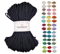 Sznurkomania - Cordon en Coton tressé - 3 mm - 100 m - 46 Couleurs - pour macramé - Fil de qualité supérieure - Corde macramé - Sznurkomania (Noir)