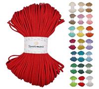 Sznurkomania - Cordon en coton tressé - 3 mm - 100 m - 46 couleurs - Pour macramé - Fil de qualité supérieure - Corde macramé - Rouge