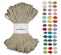 Sznurkomania - Cordon en Coton tressé - 3 mm - 100 m - 46 Couleurs - pour macramé - Vert Olive Clair