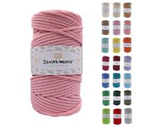 Sznurkomania, Cordon en coton tressé 5 mm 100 m, 46 couleurs, blanc, fil de coton tressé 5 mm avec noyau, cordon pour macramé, crochet