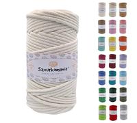 Sznurkomania, Cordon en coton tressé 5 mm 100 m, 46 couleurs, blanc, fil de coton tressé 5 mm avec noyau, cordon pour macramé, crochet