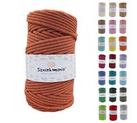 Sznurkomania, Cordon en coton tressé 5 mm 100 m, 46 couleurs, cordon à crochet, cordon pour macramé, fil macramé, fil de qualité supérieure, cordon macramé (brique)