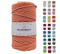 Sznurkomania, Cordon en coton tressé 5 mm 100 m 46 couleurs - Cordon pour macramé - Fil de qualité supérieure - Saumon