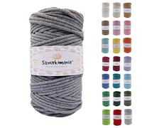 Sznurkomania, Cordon en coton tressé 5 mm 100 m 46 couleurs - Cordon pour macramé - Fil de qualité supérieure - Gris foncé