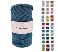 Sznurkomania, Cordon en coton tressé 5 mm 100 m, 46 couleurs, cordon pour macramé, fil de qualité supérieure, motif maritime