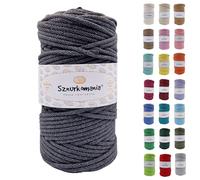 Sznurkomania, Cordon en coton tressé 5 mm 100 m 46 couleurs - Cordon pour macramé - Fil de qualité supérieure - Graphite