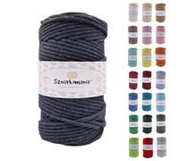 Sznurkomania, Cordon en coton tressé 5 mm 100 m 46 couleurs - Cordon pour macramé - Fil de qualité supérieure - Anthracite