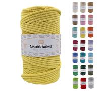 Sznurkomania, Cordon en coton tressé 5 mm 100 m 46 couleurs - Cordon pour macramé - Fil de qualité supérieure - Citron